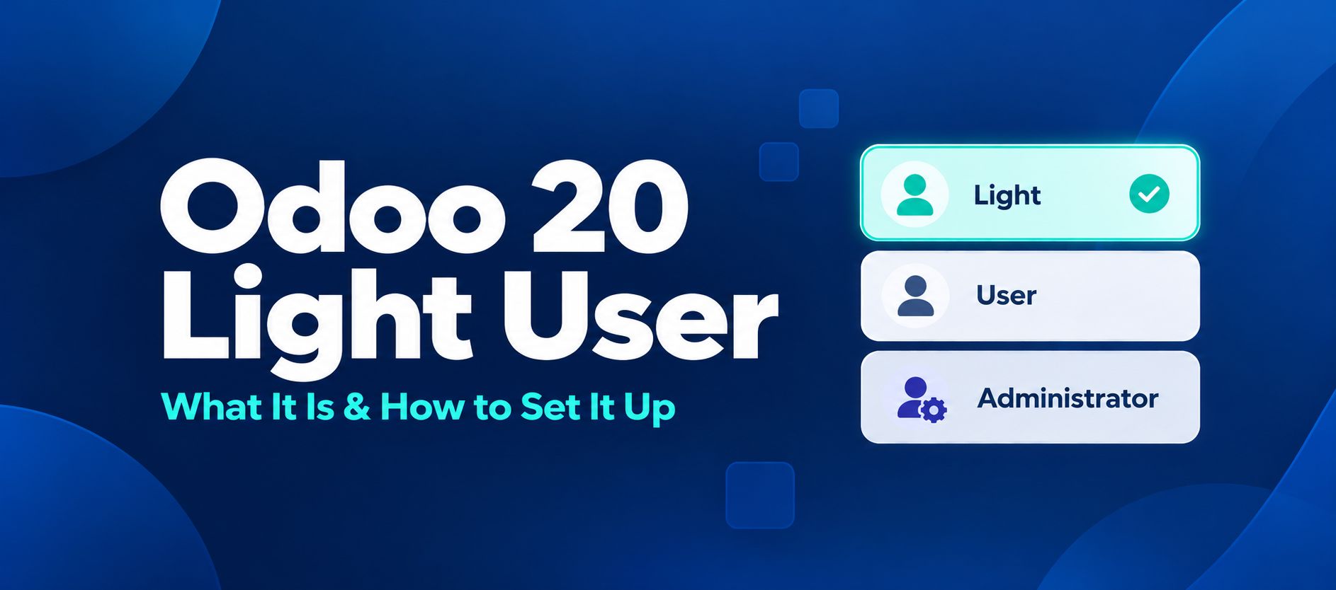 Odoo 20 Light User role compared with User and Administrator access levels
