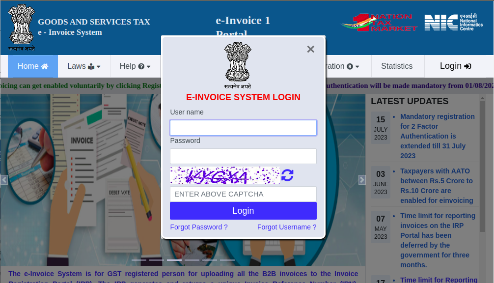 NIC e-Invoice registration